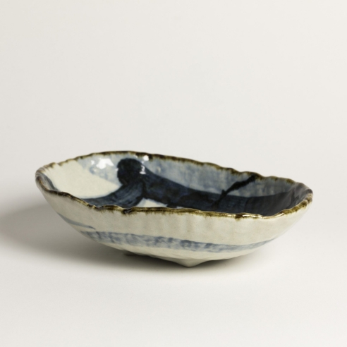 Coupe Ovale Quadri Bleue