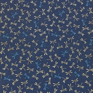 Tissus/m Libellules Marine