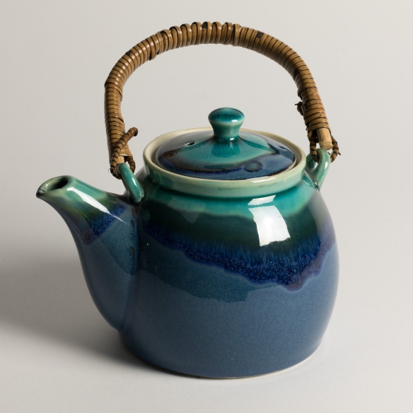 Théière Bleue bordure Turquoise