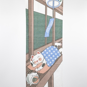 Tennugui coton "Funny Cat au lit"