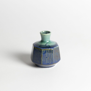 Mini Vase col Pannelé Bleu-Turq
