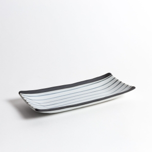 Plat rectangulaire Lignes bleues