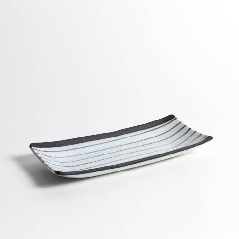 Plat rectangulaire Lignes bleues