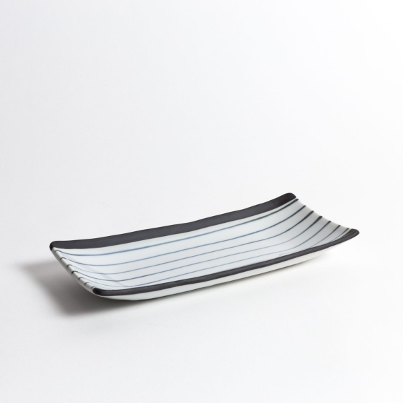 Plat rectangulaire Lignes bleues