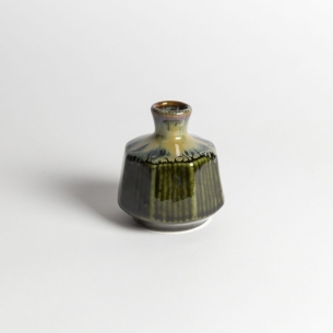 Mini vase col pannelé noir