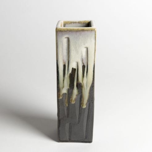 Vase tube Carré Blanc Brun
