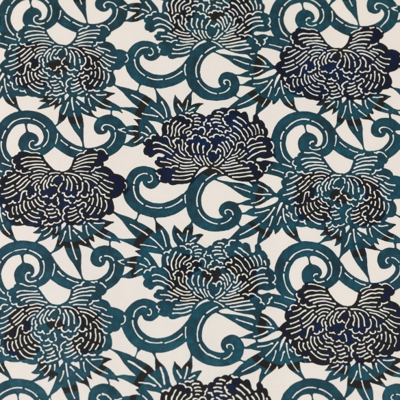 Papier washi Katazome "Arabesques" bleu