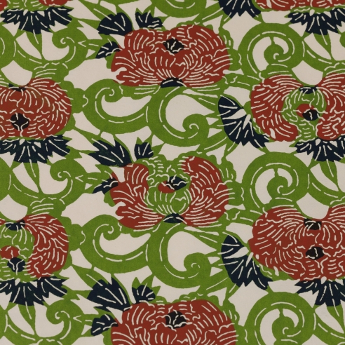 Papier washi Katazome "Arabesques" vert