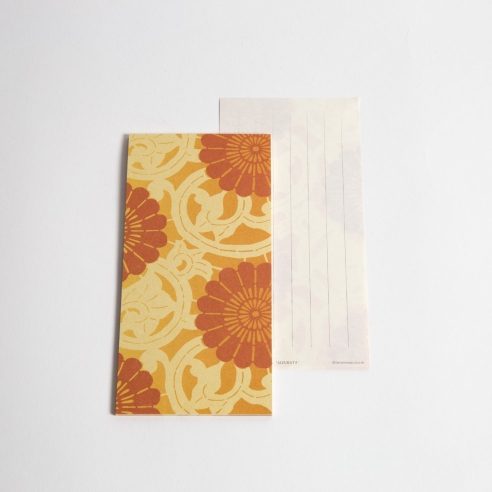 Bloc papier rectangulaire "Chrysanthèmes" orange