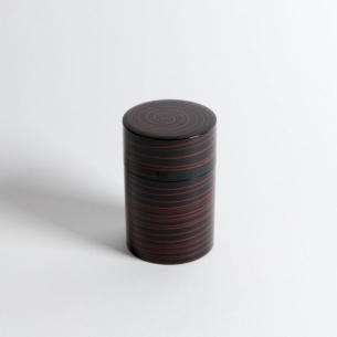 Boîte à thé résine "Spirale noir / rouge"