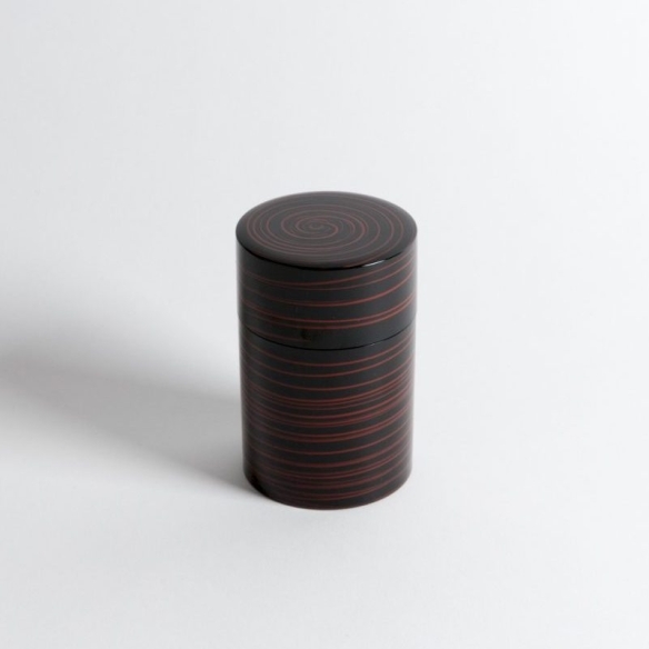 Boîte à thé résine "Spirale noir / rouge"