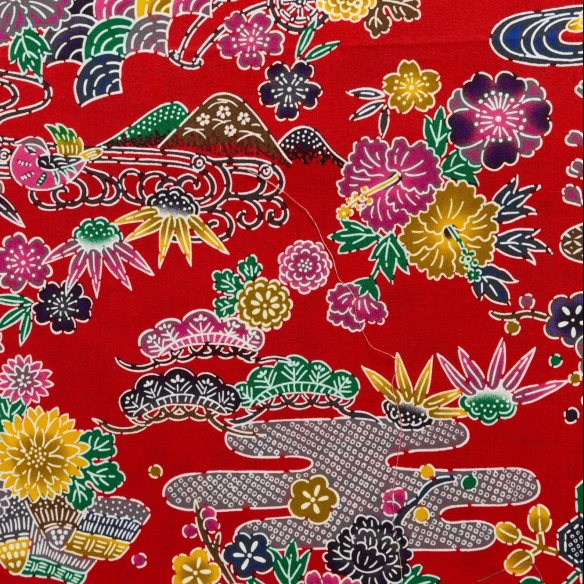 Coton au mètre "Katagami" rouge