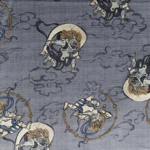 Coton au mètre "Fuijin Laijin" gris
