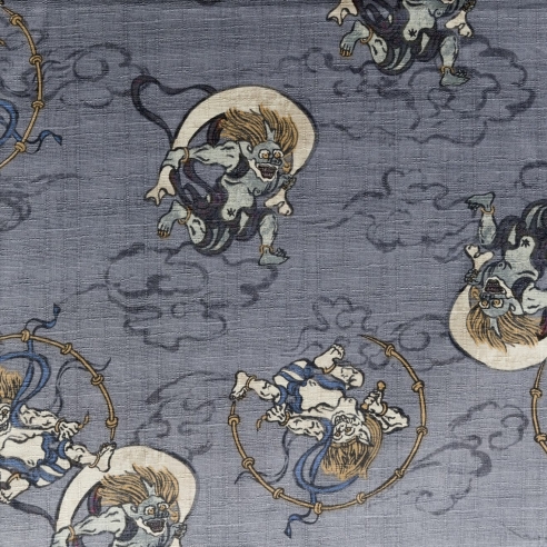 Coton au mètre "Fuijin Laijin" gris