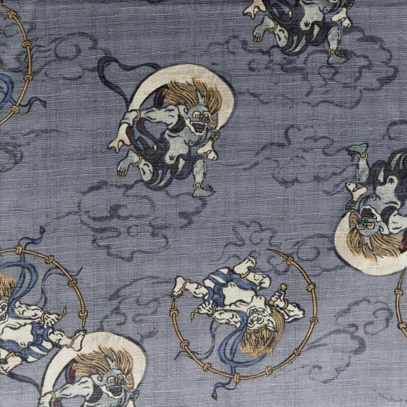 Coton au mètre "Fuijin Laijin" gris
