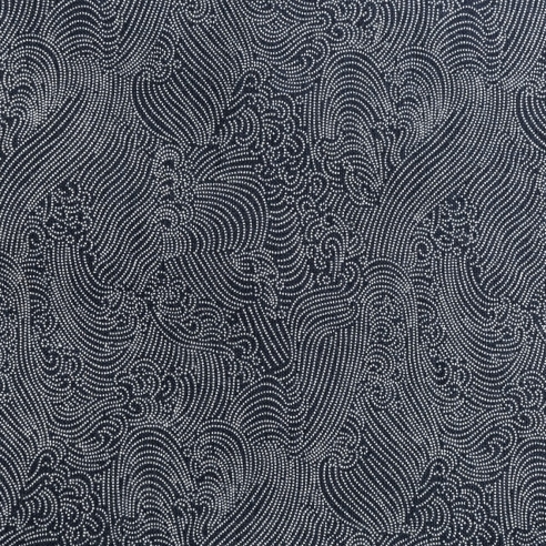 Coton au mètre "Tempête" marine