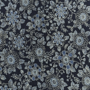 Coton au mètre "Indigo Fleurs"
