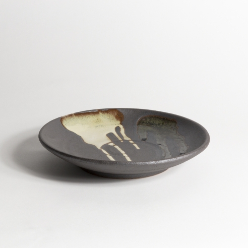 Plat rond Terre Coul. Blanc Vert