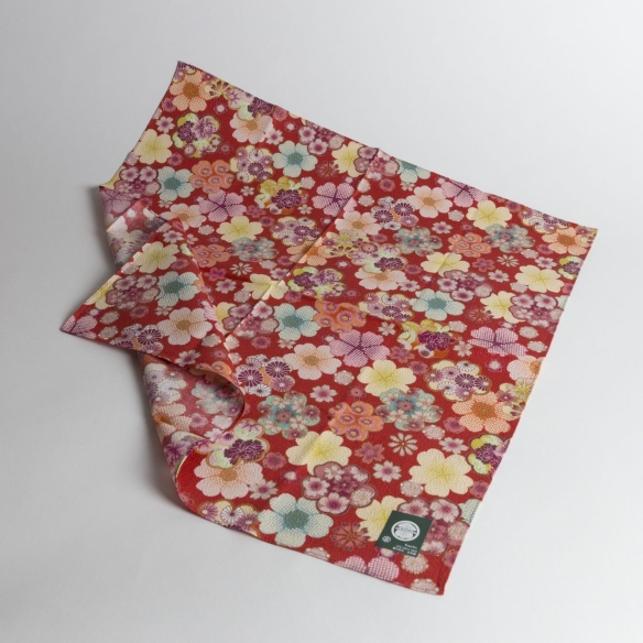 Furoshiki 50 Crêpe Multifleurs Rouge