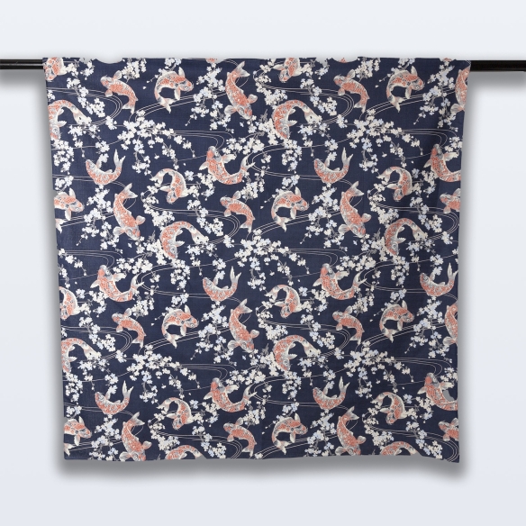 Furoshiki 108 Koi&Sakura Bleu