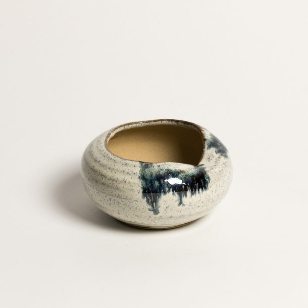 image produit Pot bonzaï rond bas Blanc-Bleu