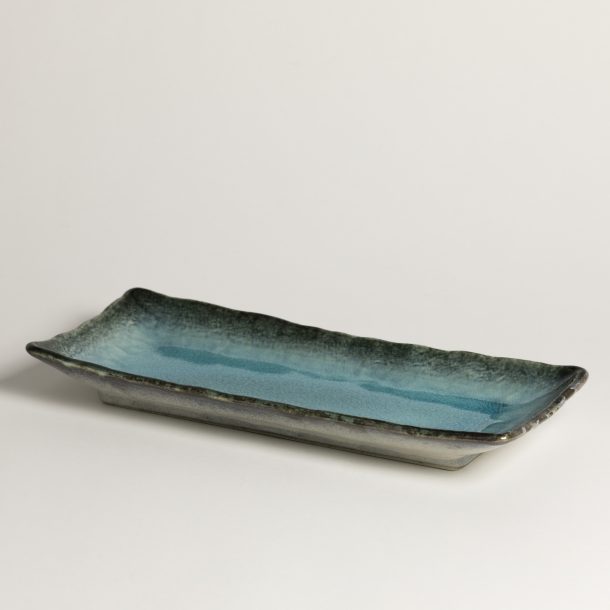 image produit Plat rect.Turquoise bord gris