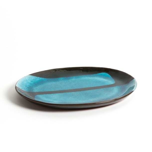 image produit Plat oval MM Brun-Turquoise