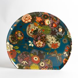 Plateau 1/2Lune Fleurs Bleues