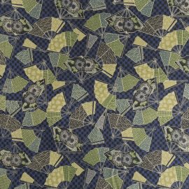 Coton/m Fleurs Eventail Bleu