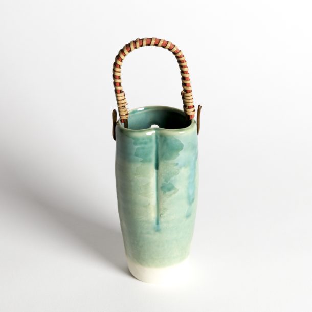 image produit Vase tube turquoise avec anse